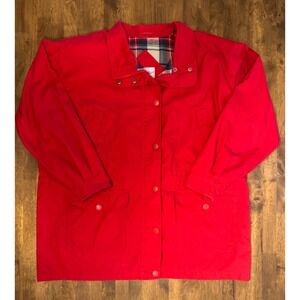 Vintage Cabin Creek Barn Chore Jacket Plaid Lined‎ Snap Button Red X Large